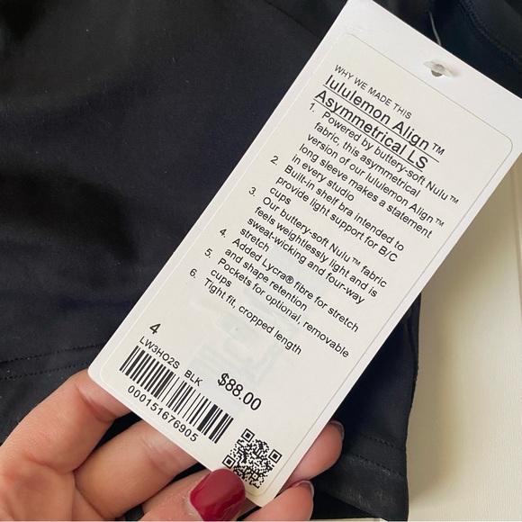lululemon | Women's Align Asymmetric Long Sleeve Shirt Size 4 NWT Color: Black - Picture 4 of 6